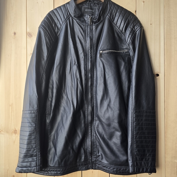 Britches Other - Britches Black Faux Leather Lined Zip Up Jacket Mens 2X